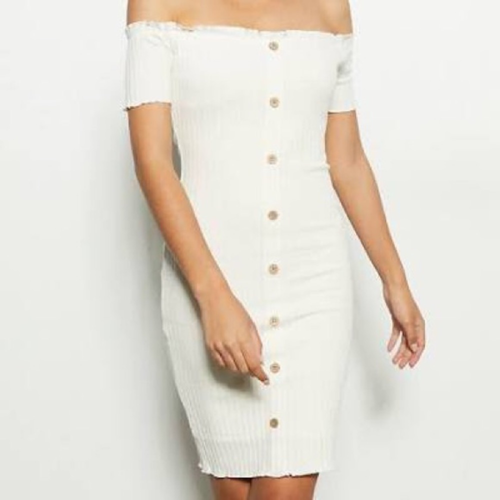 Cream Button Down Sexy Dress